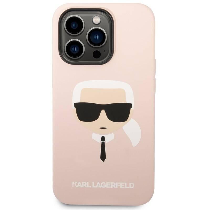 Kryt na mobil Karl Lagerfeld MagSafe Liquid Silicone Karl Head na Apple iPhone 14 Pro růžový