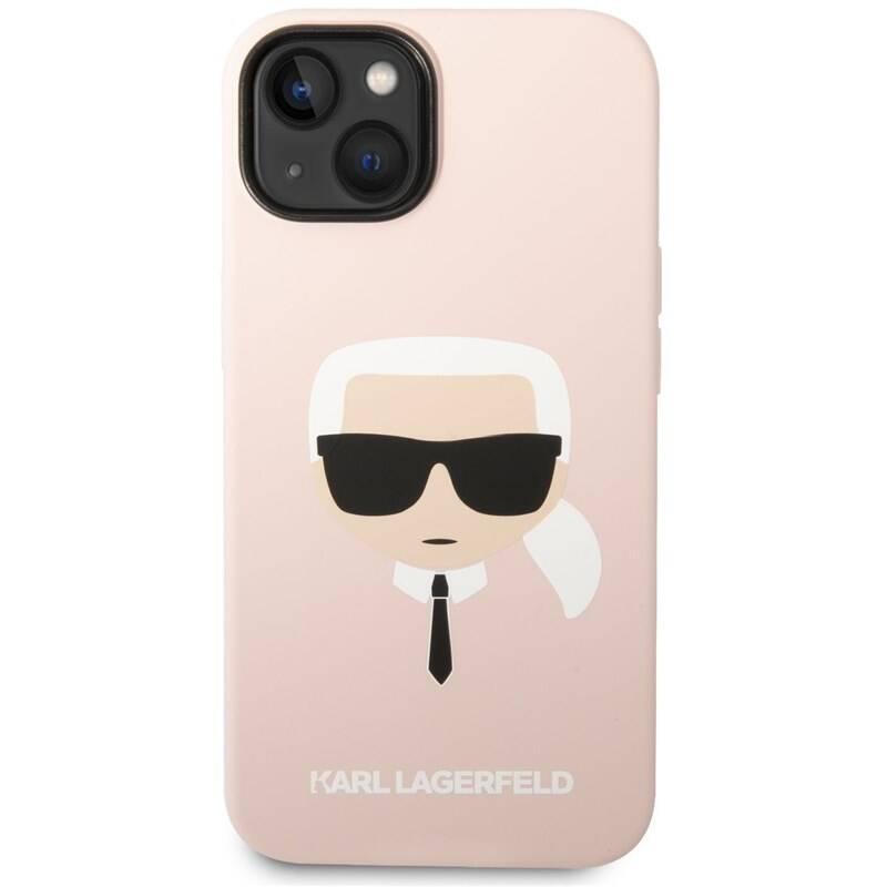 Kryt na mobil Karl Lagerfeld MagSafe Liquid Silicone Karl Head na Apple iPhone 14 růžový