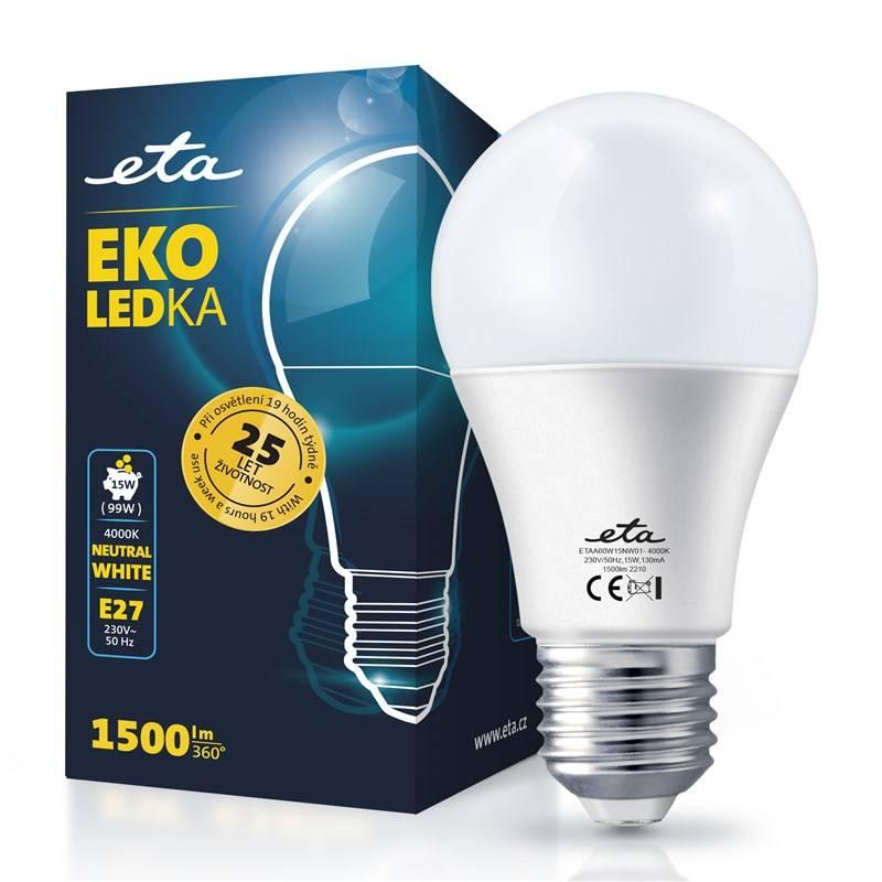 Žárovka LED ETA EKO LEDka klasik 15W, E27, neutrální bílá, Žárovka, LED, ETA, EKO, LEDka, klasik, 15W, E27, neutrální, bílá