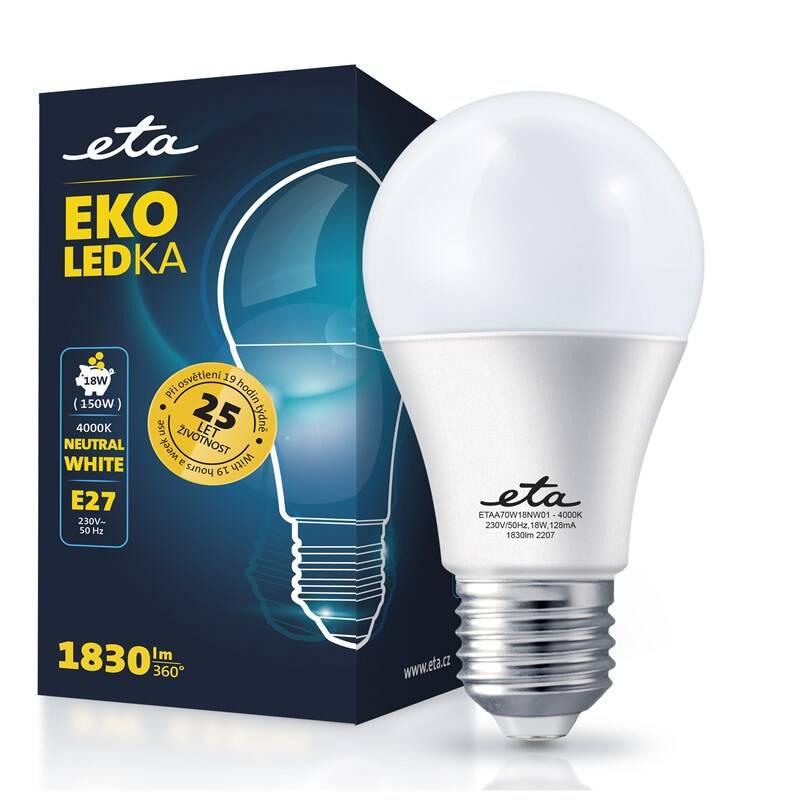 Žárovka LED ETA EKO LEDka klasik 18W, E27, neutrální bílá, Žárovka, LED, ETA, EKO, LEDka, klasik, 18W, E27, neutrální, bílá