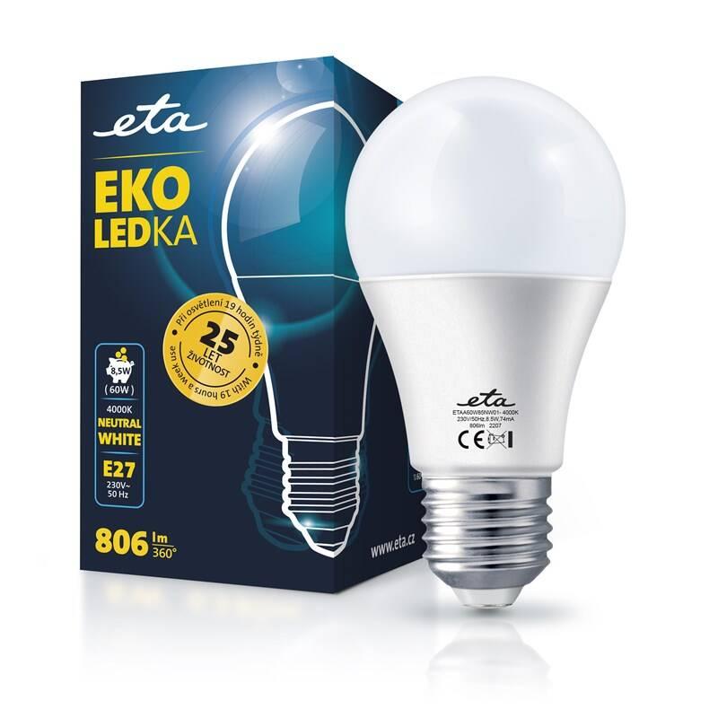 Žárovka LED ETA EKO LEDka klasik 8,5W, E27, neutrální bílá, Žárovka, LED, ETA, EKO, LEDka, klasik, 8,5W, E27, neutrální, bílá