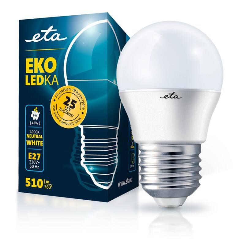 Žárovka LED ETA EKO LEDka mini globe 6W, E27, neutrální bílá, Žárovka, LED, ETA, EKO, LEDka, mini, globe, 6W, E27, neutrální, bílá
