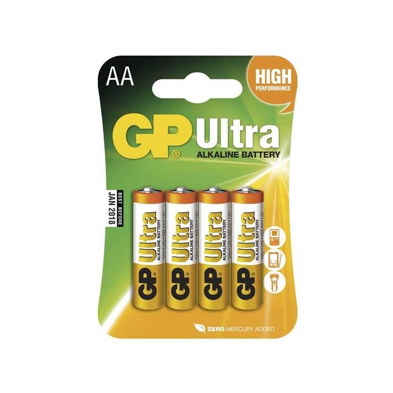 Baterie alkalická GP Ultra AA, blistr 4ks