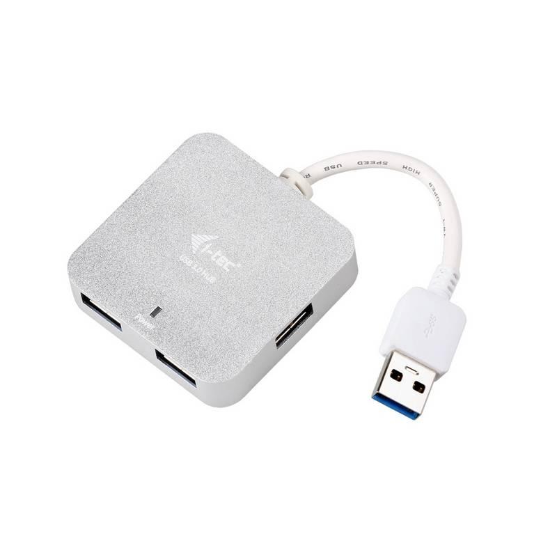 USB Hub i-tec USB 3.0 4x USB 3.0 stříbrný, USB, Hub, i-tec, USB, 3.0, 4x, USB, 3.0, stříbrný