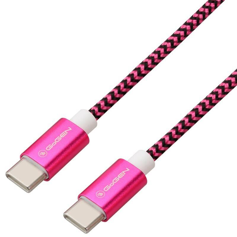 Kabel GoGEN USB-C USB-C, 1m, opletený fialový, Kabel, GoGEN, USB-C, USB-C, 1m, opletený, fialový
