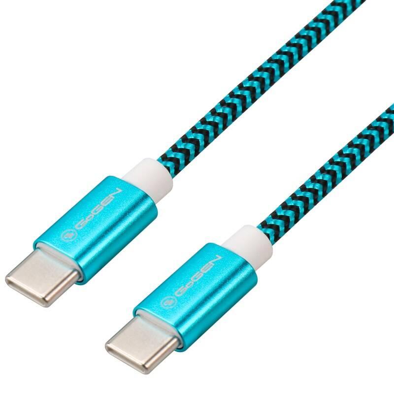 Kabel GoGEN USB-C USB-C, 1m, opletený modrý