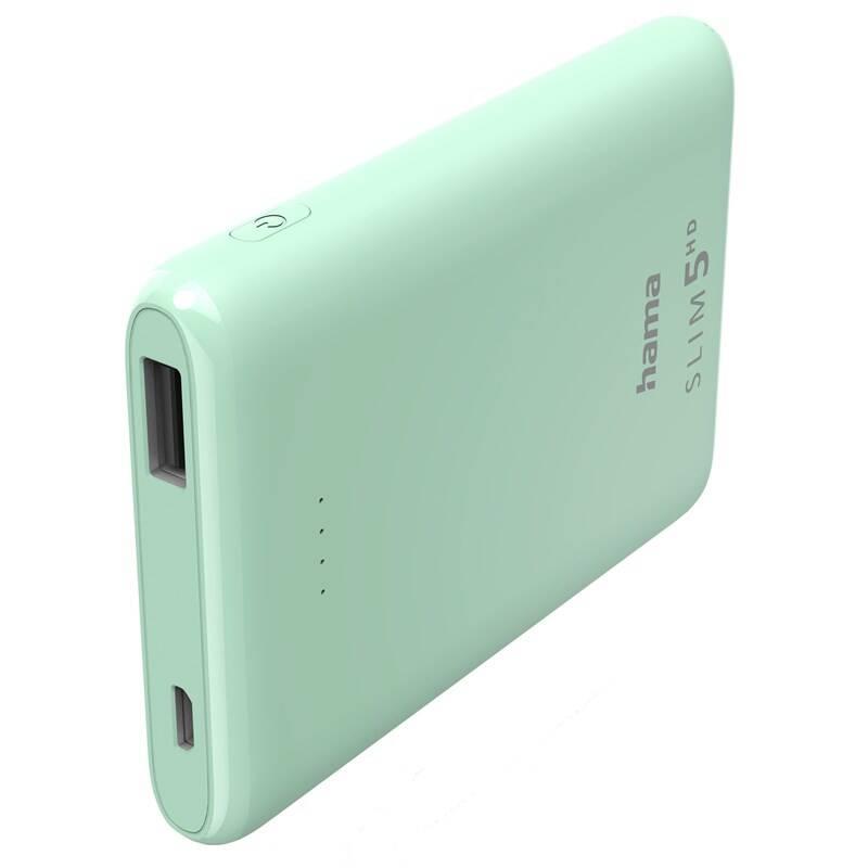 Powerbank Hama SLIM 5HD, 5000 mAh zelená