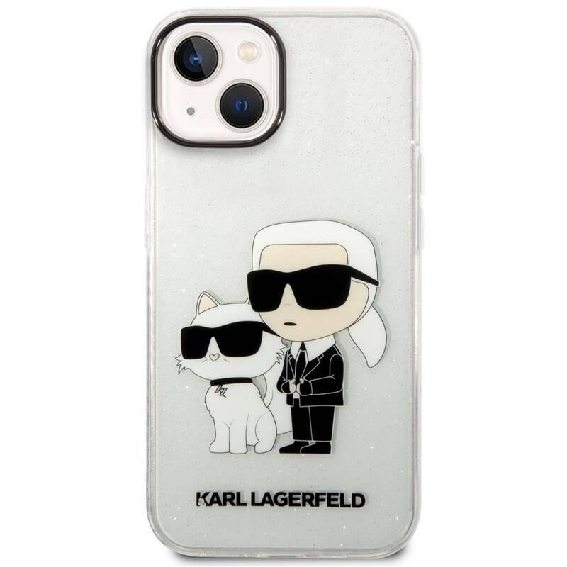 Kryt na mobil Karl Lagerfeld IML Glitter Karl and Choupette NFT na Apple iPhone 14 průhledný