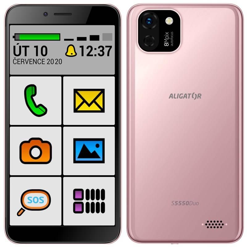 Mobilní telefon Aligator S5550 Senior růžový zlatý