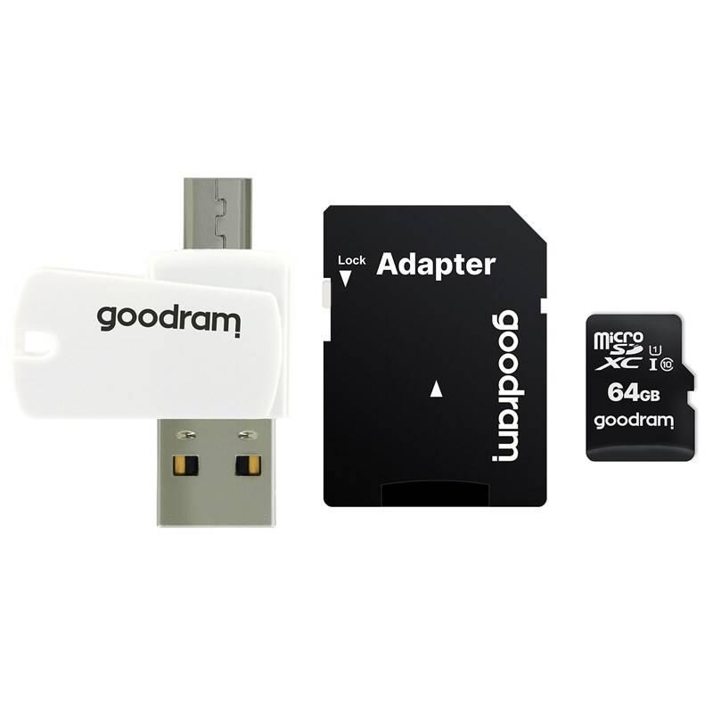 Paměťová karta Goodram MicroSDXC 64GB 10 UHS I All in One adaptér čtečka, Paměťová, karta, Goodram, MicroSDXC, 64GB, 10, UHS, I, All, One, adaptér, čtečka