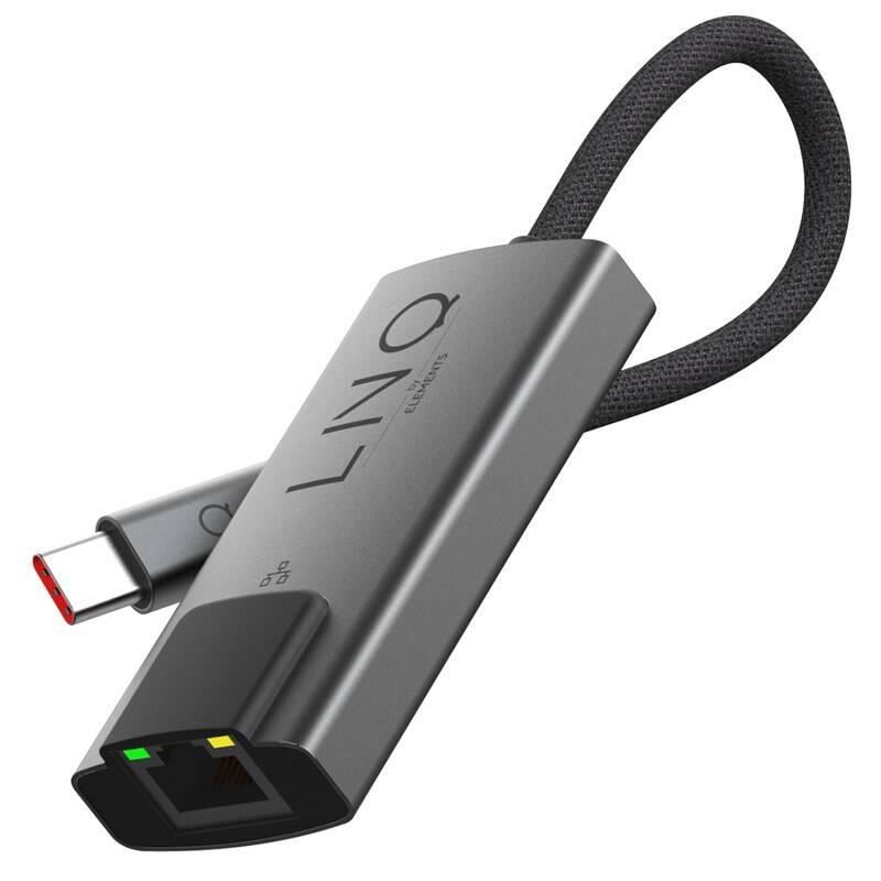 Redukce Linq byELEMENTS USB-C RJ45, 2.5Gbe šedý