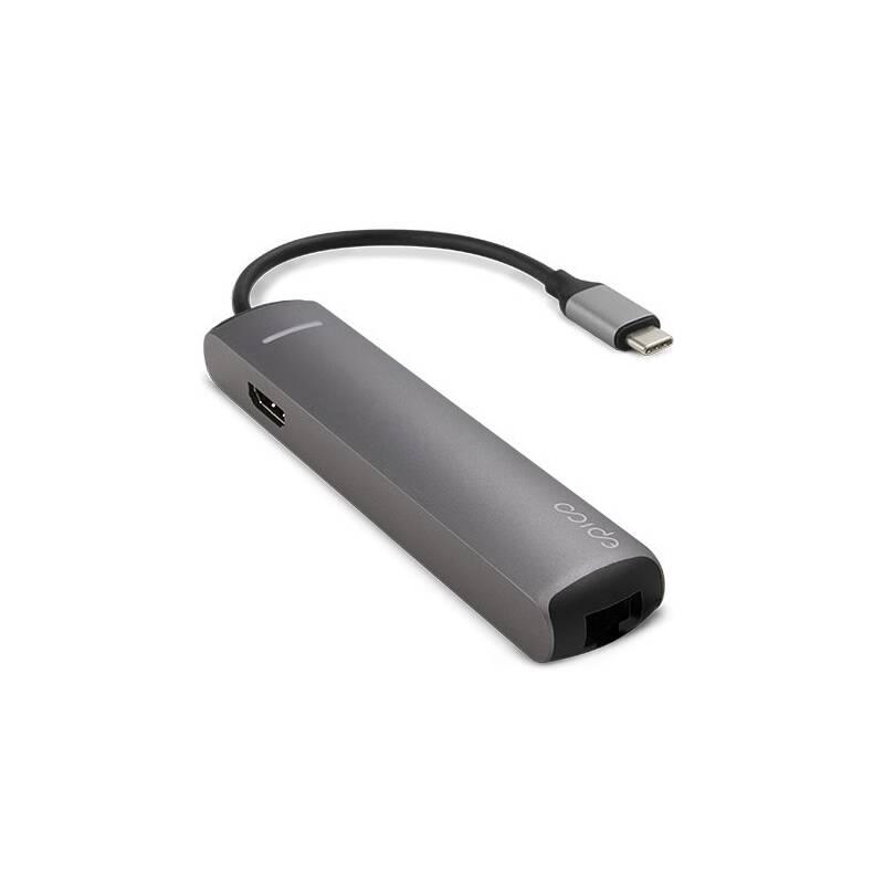 USB Hub Epico USB-C Slim šedý