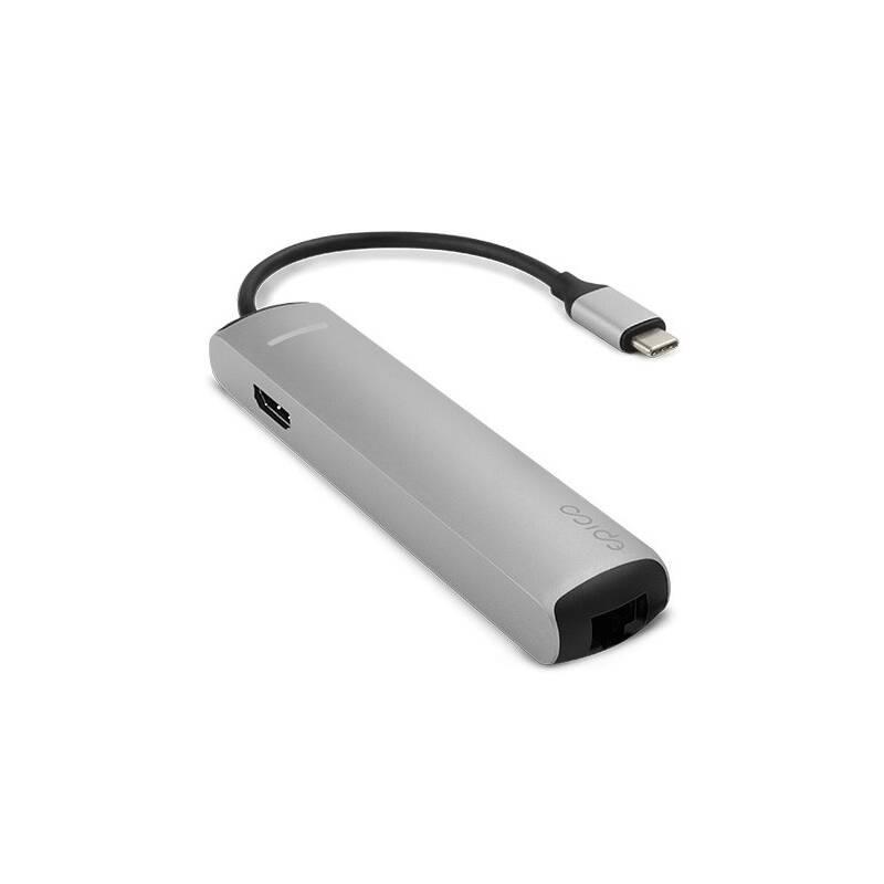 USB Hub Epico USB-C Slim stříbrný