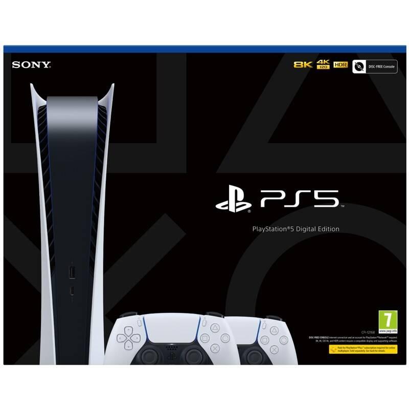 Herní konzole Sony PlayStation 5 Digital 2x bezdrátový ovladač DualSense bílá