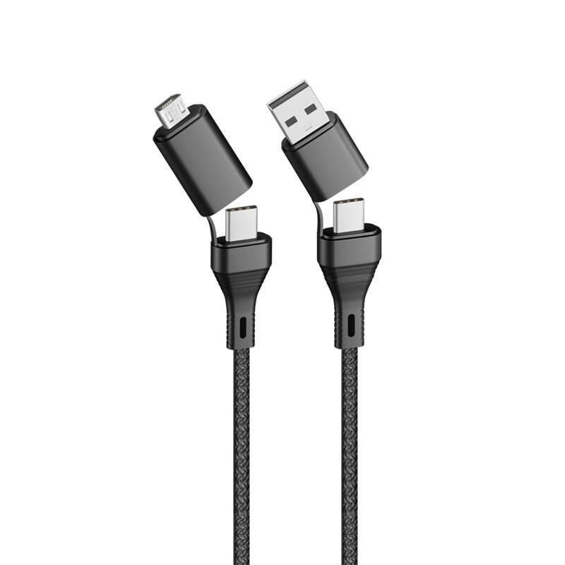 Kabel Forever Core 4v1 USB USB-C USB-C micro USB, 1,2m černý