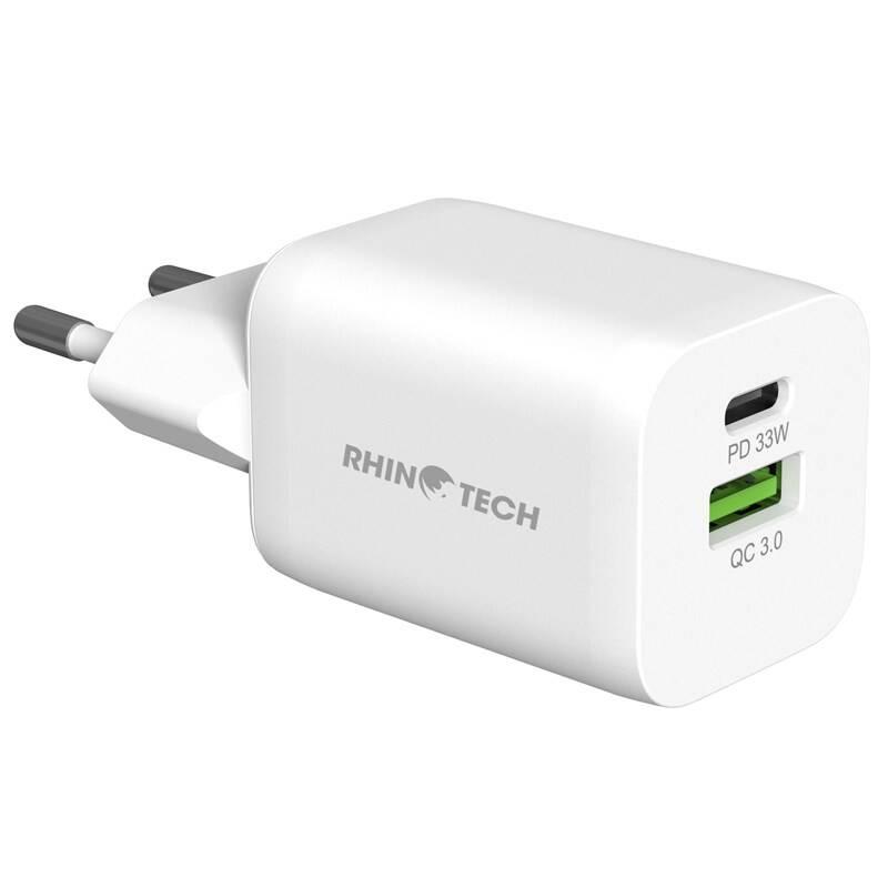 Nabíječka do sítě RhinoTech MINI Dual 33W USB-C USB-A bílá, Nabíječka, do, sítě, RhinoTech, MINI, Dual, 33W, USB-C, USB-A, bílá