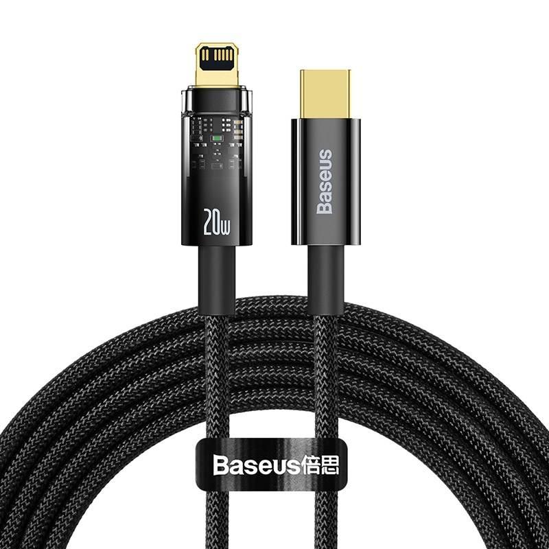 Kabel Baseus Explorer Series USB-C Lightning s inteligentním vypnutím 20 W, 2m černý