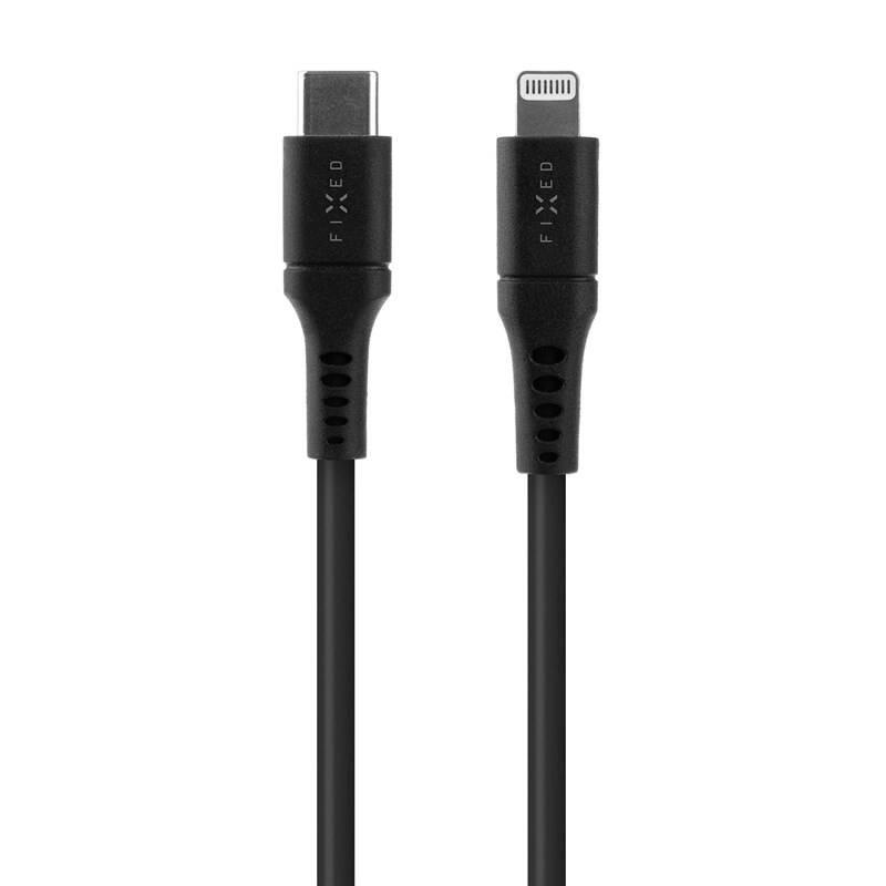 Kabel FIXED Liquid silicone USB-C Lightning s podporou PD, MFi, 1,2m černý