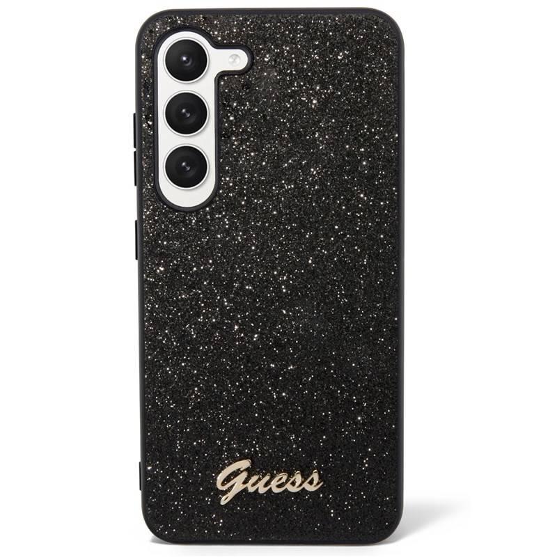 Kryt na mobil Guess Glitter Flakes Metal Logo na Samsung Galaxy S23 černý