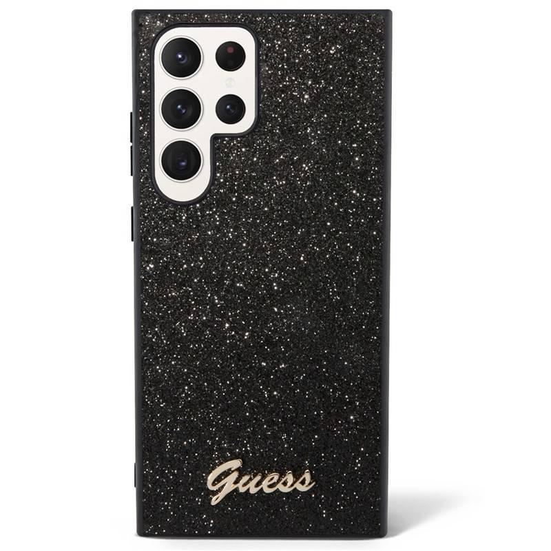Kryt na mobil Guess Glitter Flakes Metal Logo na Samsung Galaxy S23 Ultra černý