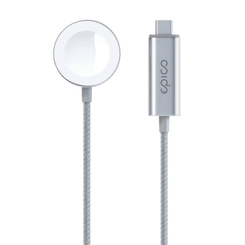 Nabíjecí kabel Epico USB-C na Apple Watch, 1,2m stříbrný