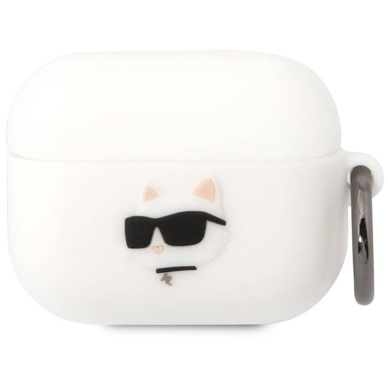 Pouzdro Karl Lagerfeld 3D Logo NFT Choupette Head na Airpods Pro bílé