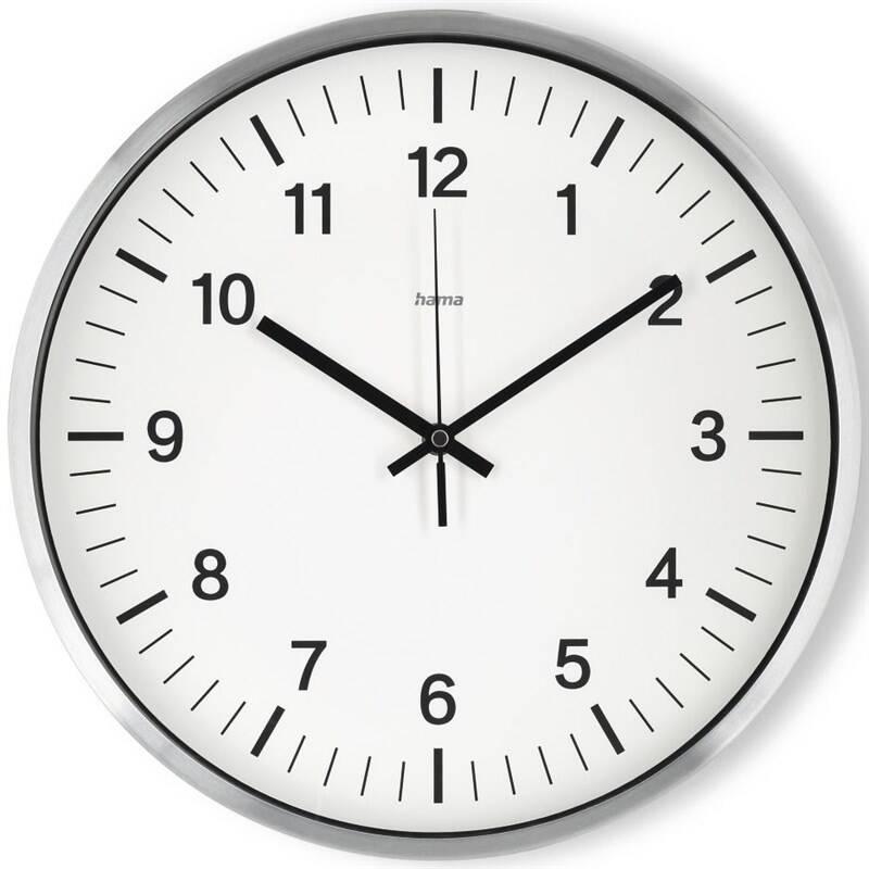 Nástěnné hodiny Hama Shiny stříbrné bílé