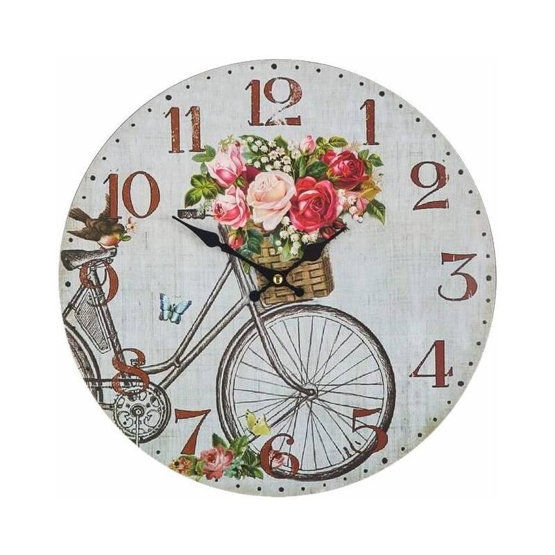 Nástěnné hodiny HOME DECOR BICYCLE šedé bílé