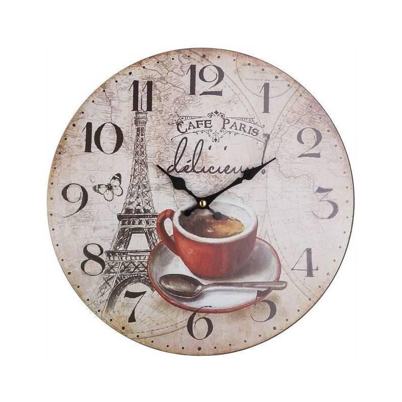 Nástěnné hodiny HOME DECOR CAFE PARIS šedé hnědé, Nástěnné, hodiny, HOME, DECOR, CAFE, PARIS, šedé, hnědé