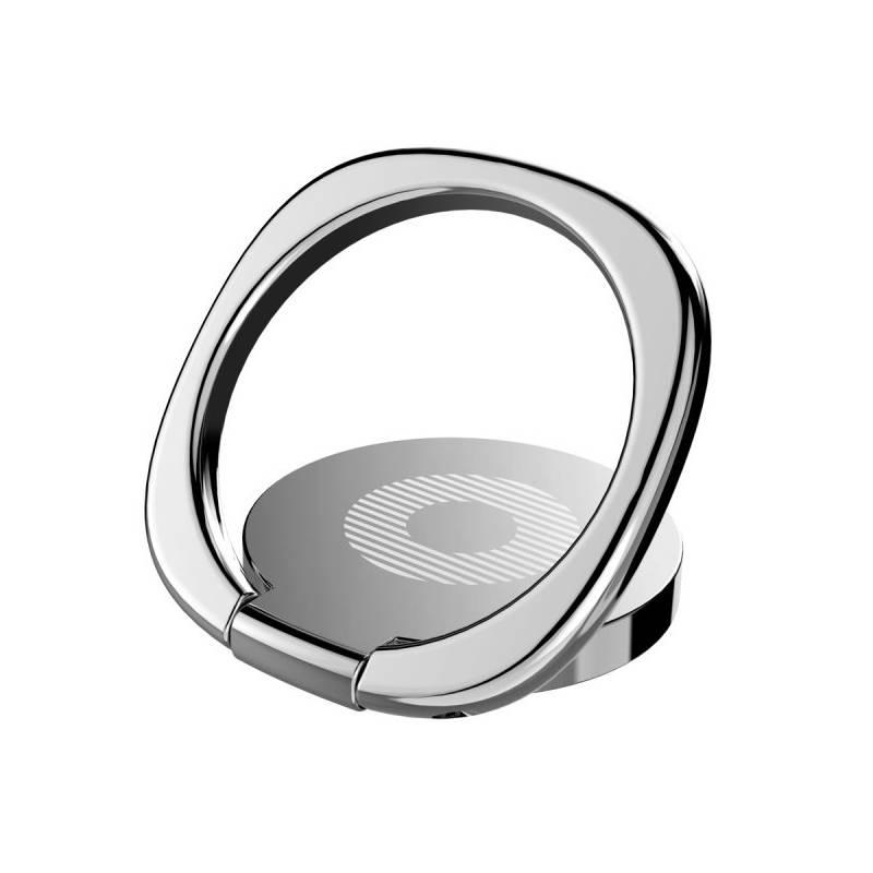 Držák na mobil Baseus Privity s kroužkem stříbrný