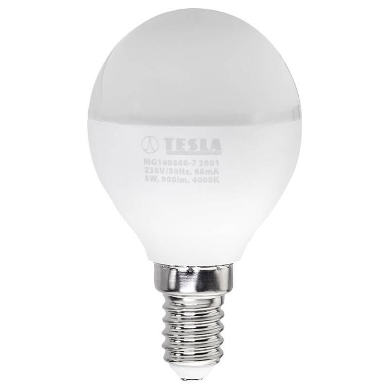 Žárovka LED Tesla miniglobe klasik E14, 8W, denní bílá, Žárovka, LED, Tesla, miniglobe, klasik, E14, 8W, denní, bílá