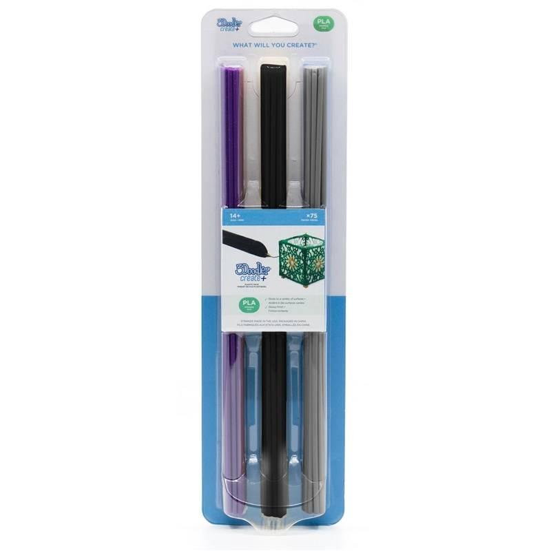 Náplň 3Doodler PLA pro 3D pero Create 75ks černá šedá fialová, Náplň, 3Doodler, PLA, pro, 3D, pero, Create, 75ks, černá, šedá, fialová