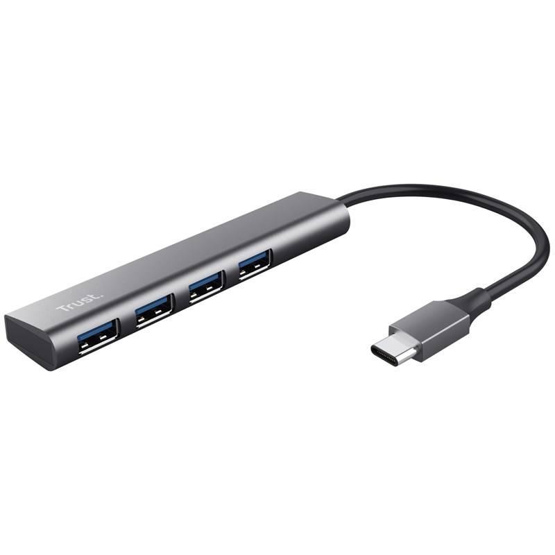 USB Hub Trust Halyx Aluminium USB-C 4x USB 3.2 Gen1 stříbrný