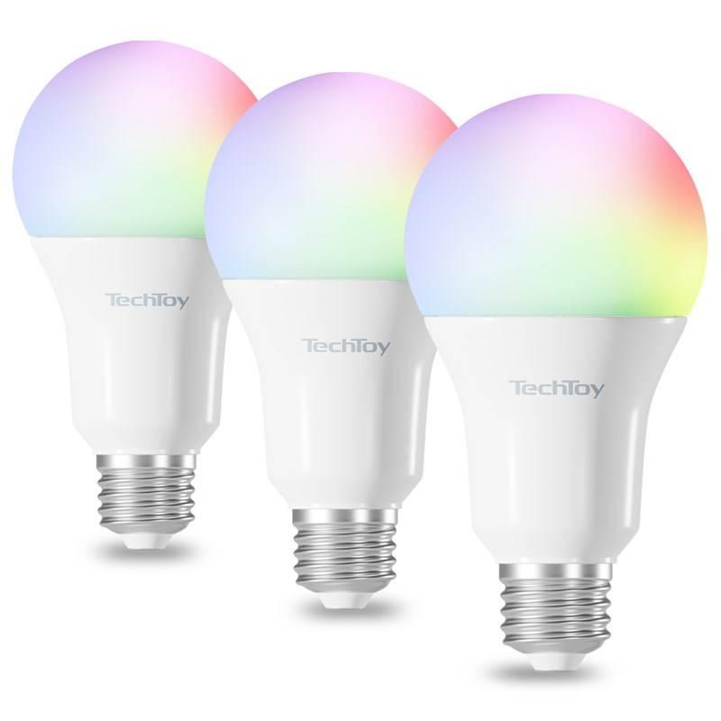 Chytrá žárovka TechToy RGB, 11W, E27, 3ks, Chytrá, žárovka, TechToy, RGB, 11W, E27, 3ks