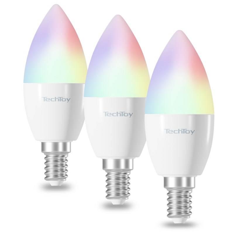 Chytrá žárovka TechToy RGB, 4,5W, E14, 3ks, Chytrá, žárovka, TechToy, RGB, 4,5W, E14, 3ks