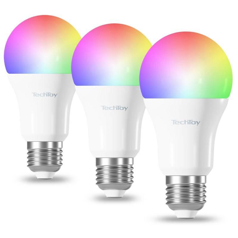 Chytrá žárovka TechToy RGB, 9W, E27, ZigBee, 3ks
