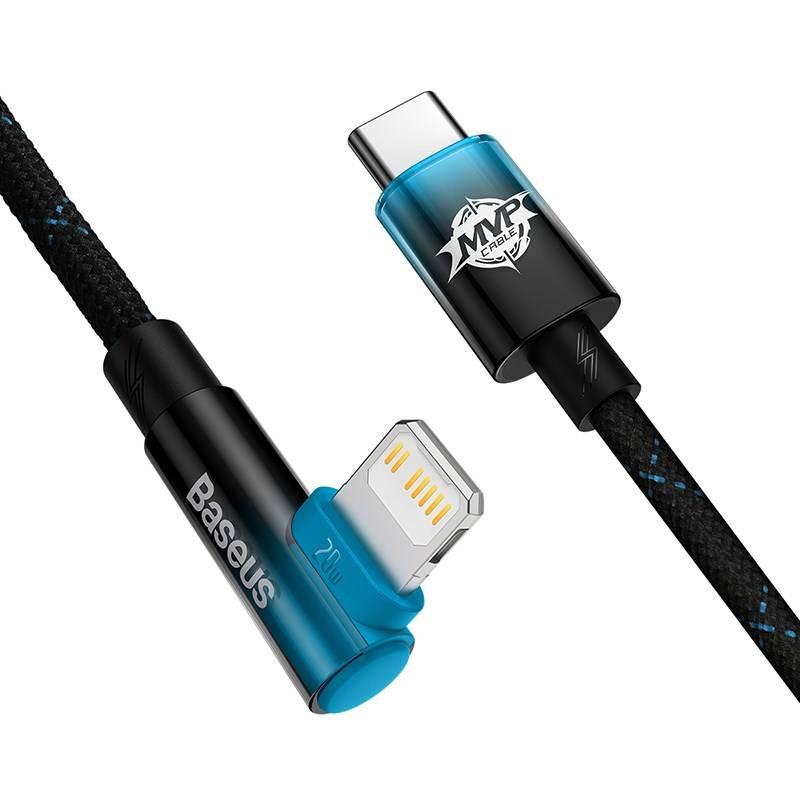 Kabel Baseus USB-C Lightning, 20W, 2m černý modrý, Kabel, Baseus, USB-C, Lightning, 20W, 2m, černý, modrý