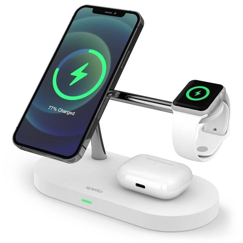 Bezdrátová nabíječka Spello by Epico 3in1 Magnetic Wireless Charging Stand bílá, Bezdrátová, nabíječka, Spello, by, Epico, 3in1, Magnetic, Wireless, Charging, Stand, bílá