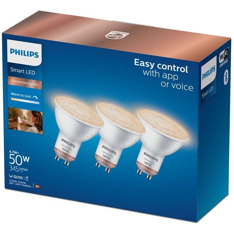 Chytrá žárovka Philips Smart LED 4,7 W, GU10, Tunable White, 3 ks, Chytrá, žárovka, Philips, Smart, LED, 4,7, W, GU10, Tunable, White, 3, ks