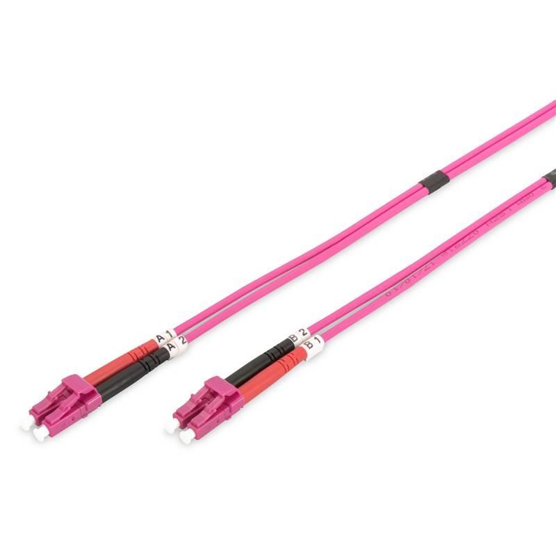 Kabel Digitus Optic Patch, LC LC, Multimode, OM4, 50 125 µ, 7m růžový