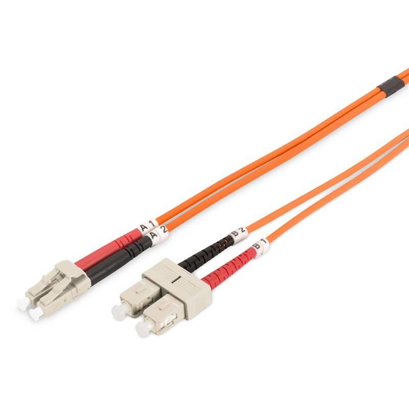Kabel Digitus Optic Patch, LC SC, Multimode, OM2, 50 125 µ, 2m oranžový
