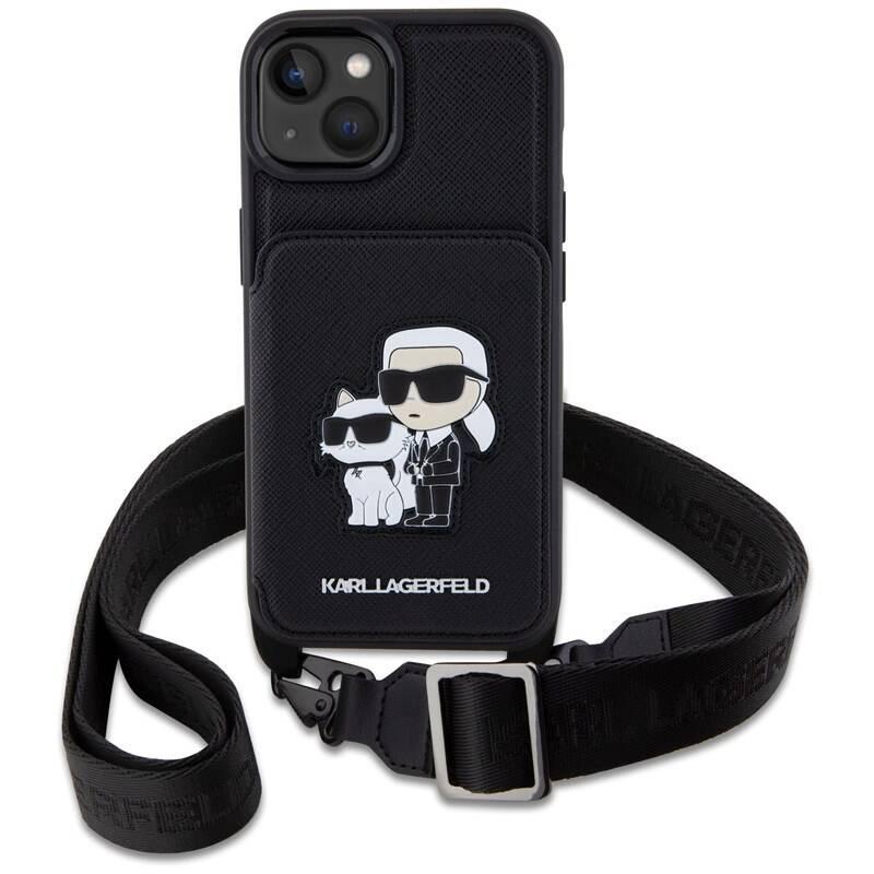 Kryt na mobil Karl Lagerfeld Saffiano Crossbody Karl and Choupette NFT na Apple iPhone 14 černý