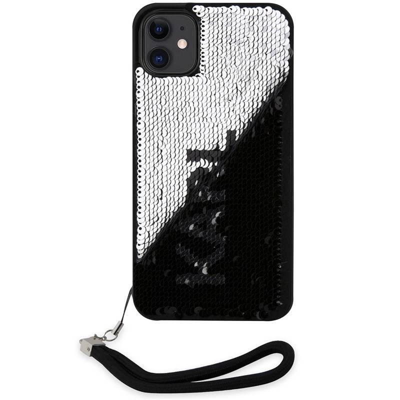 Kryt na mobil Karl Lagerfeld Sequins Reversible na Apple iPhone 11 černý stříbrný