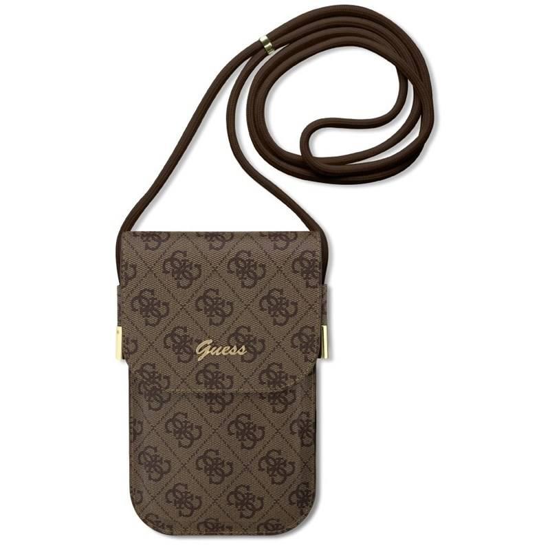 Pouzdro na mobil Guess PU 4G Metal Logo Script Phone Bag hnědé