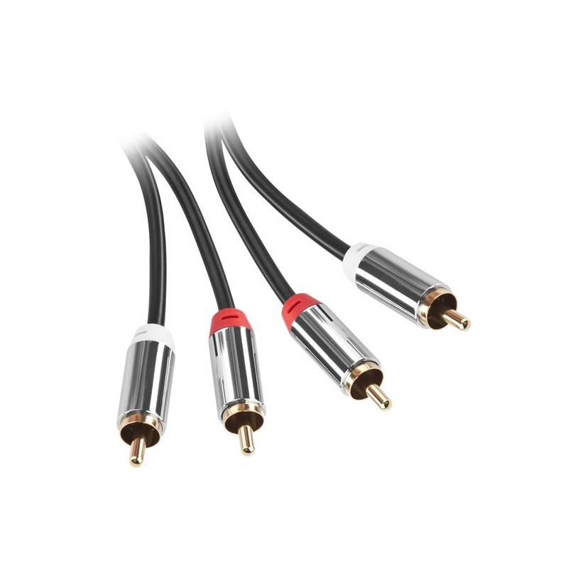 Kabel GoGEN 2x Cinch 2x Cinch, 2m, pozlacené konektory černý