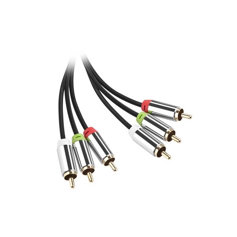 Kabel GoGEN 3x Cinch 3x Cinch, 2m, pozlacené konektory černý