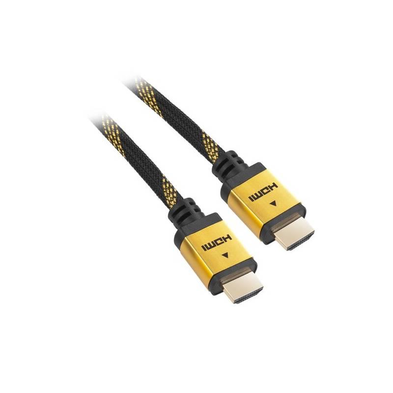 Kabel GoGEN HDMI 1.4, 1,5m, opletený, pozlacený, s ethernetem černý, Kabel, GoGEN, HDMI, 1.4, 1,5m, opletený, pozlacený, s, ethernetem, černý