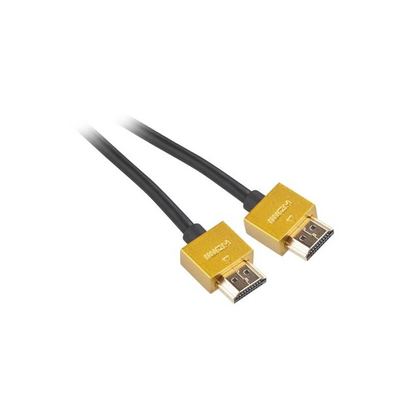 Kabel GoGEN HDMI 1.4, 3m, pozlacený, High speed, s ethernetem černý