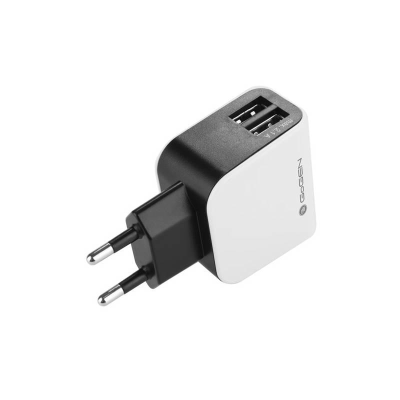 Nabíječka do sítě GoGEN ACH 200, 2x USB, 2,1A černá bílá