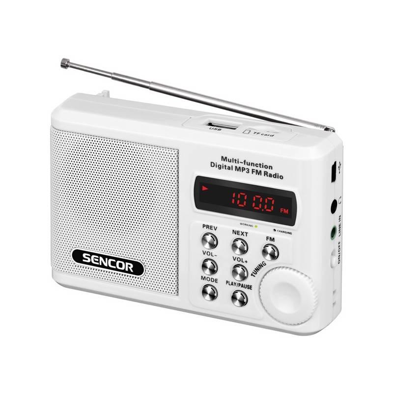 Radiopřijímač Sencor SRD 215 W bílý, Radiopřijímač, Sencor, SRD, 215, W, bílý